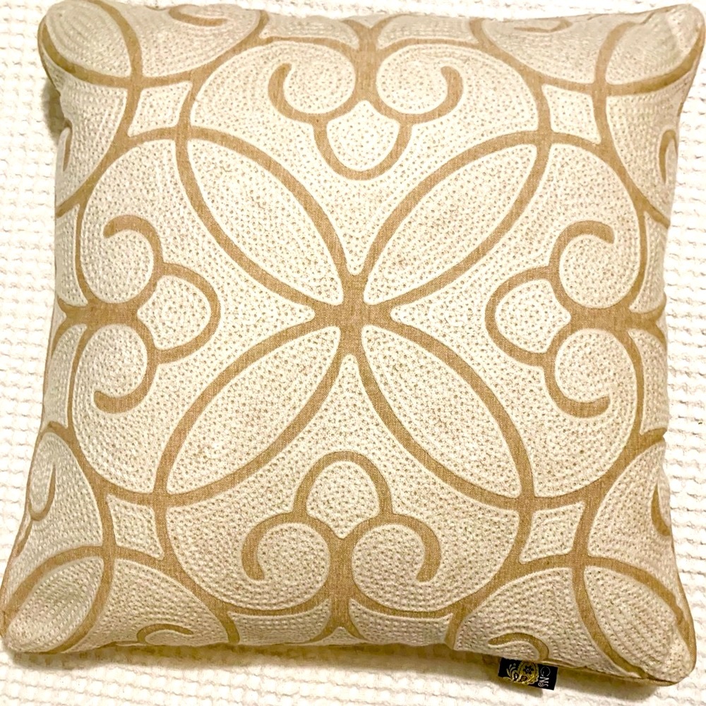 Devi Designs Cream & Tan Throw Pillow